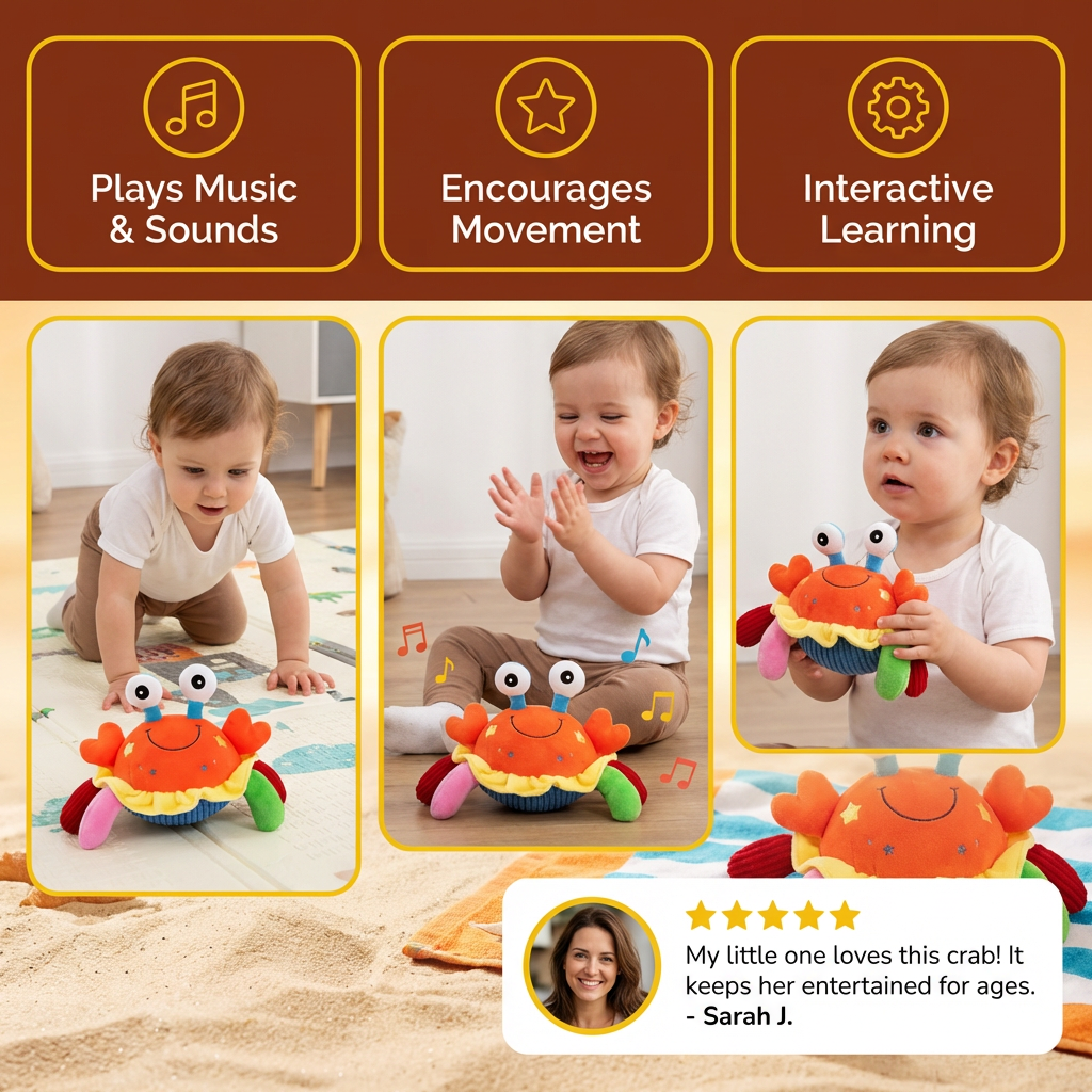 MimoCrab™ – Cangrejo Musical Interactivo con Movimiento y Voz