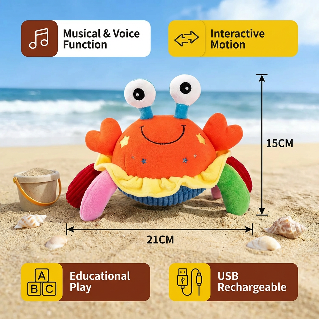 MimoCrab™ – Cangrejo Musical Interactivo con Movimiento y Voz